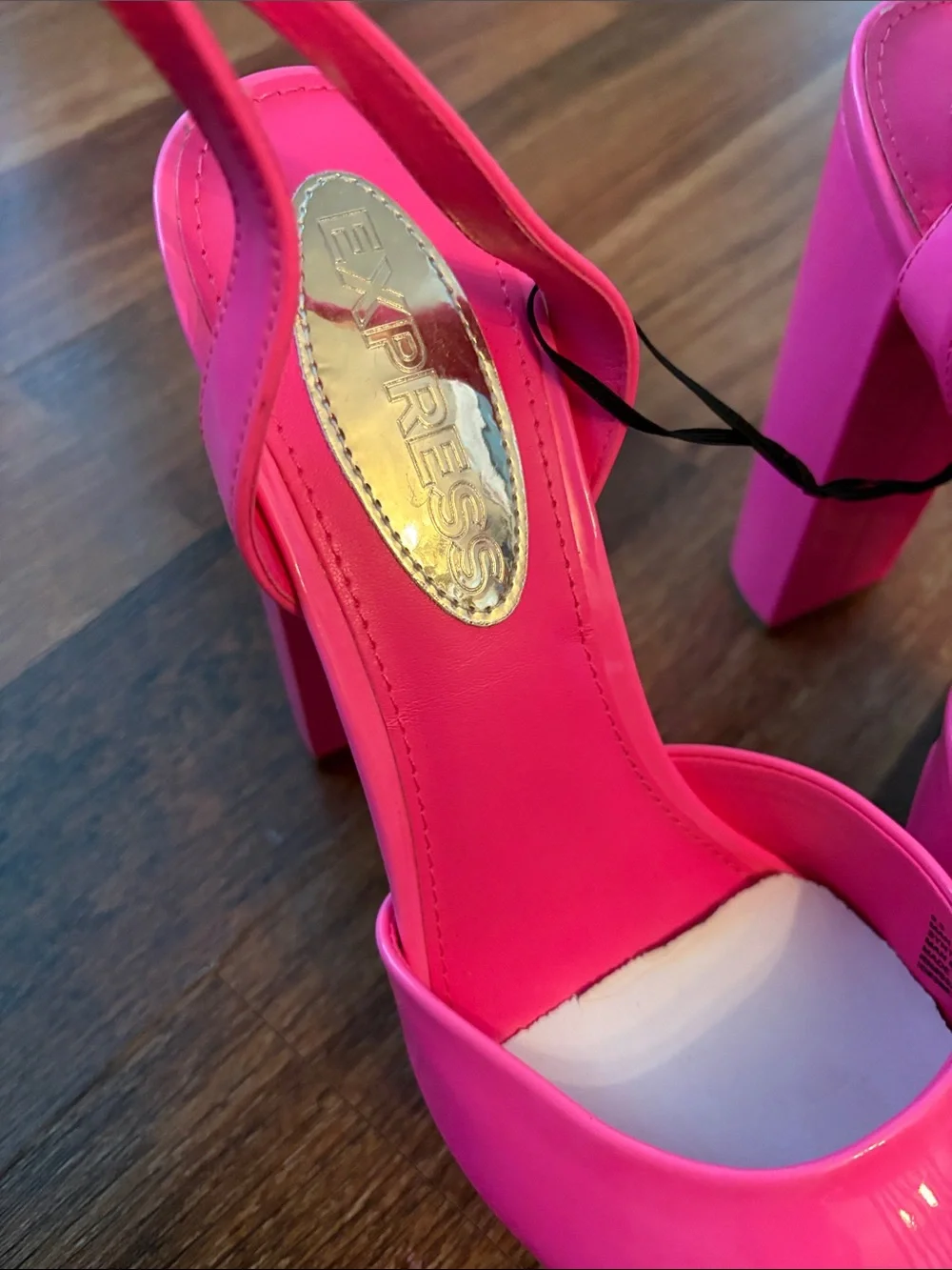 Express Women's Neon Pink Platform Block Heel Sandals